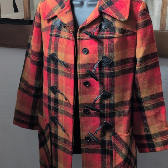 Vintage Knockabouts By Pendleton Plaid Wool Duffle Coat -Vintage size 8