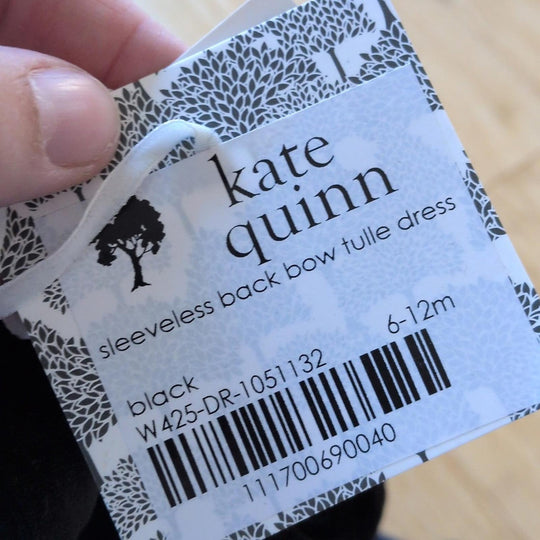 Kate Quinn Sleeveless Back Bow Tulle Dress In  Black Tulle Velvet -  6-12 Mo