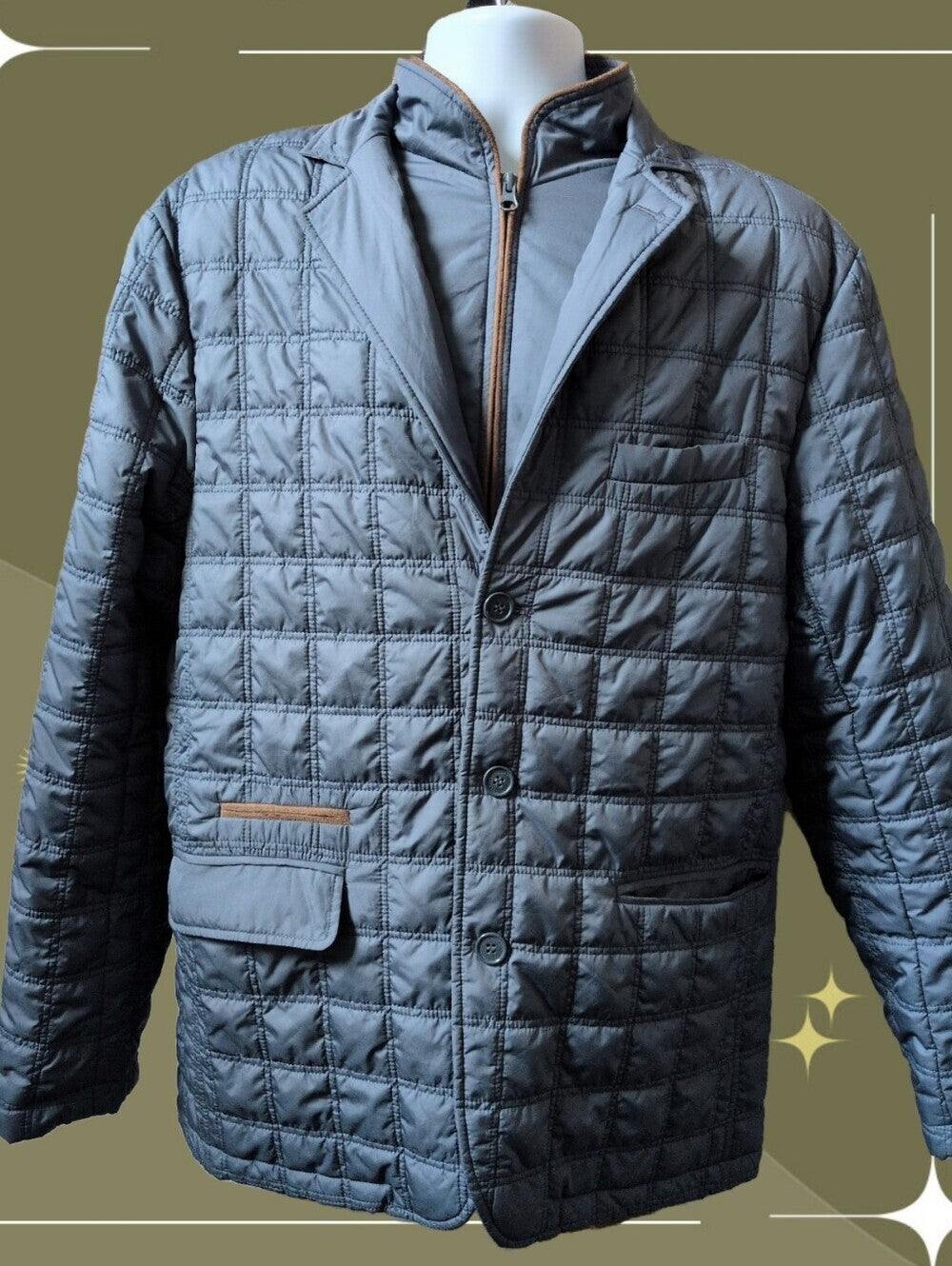Tailorbyrd Men's Quilted Dickey Blazer Jacket est size L