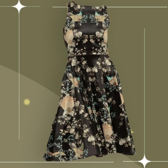 Blackmilk Coromandel Screen Velvet Princess Midi Dress
