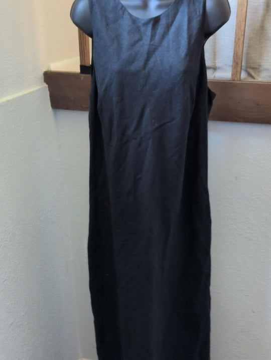 Abercrombie High Neck Linen Blend Dress In Black - LT