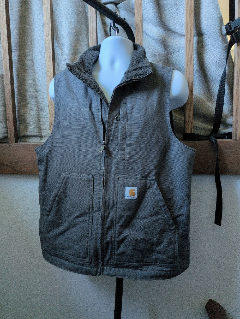 Sherpa Lined Carhartt Vest In Gravel Gray  - Medium