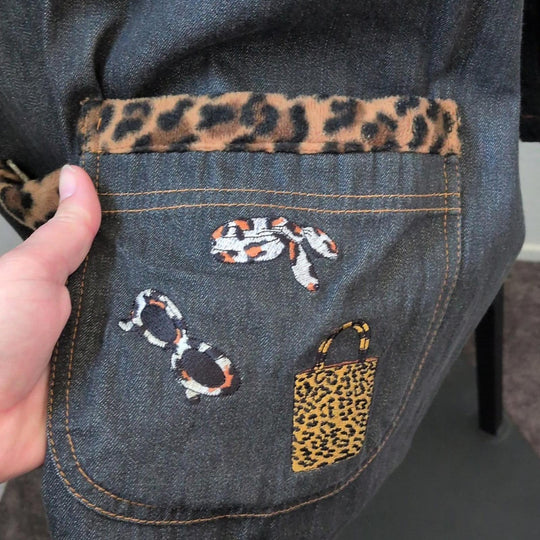 Casey Coleman Rare Embroidered Vintage Leopard Accessory Print Chore Jacket  - M/L