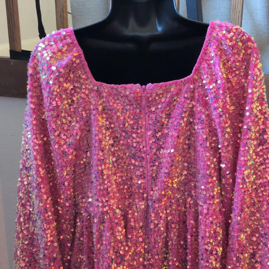 Ivy City Co Jewel Dress In Pink Sequin - Large