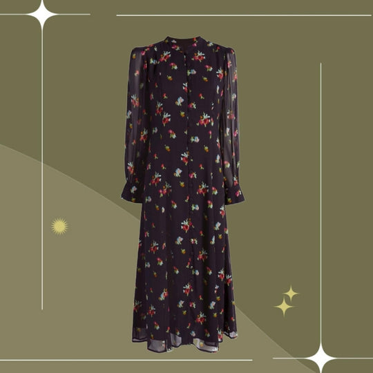 Hill House Cindra Dress In Black Ikat Floral - XL