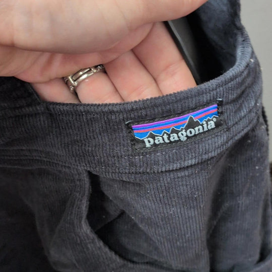 Patagonia Stand Up Cropped Corduroy Overalls In Gray Black -  US 12