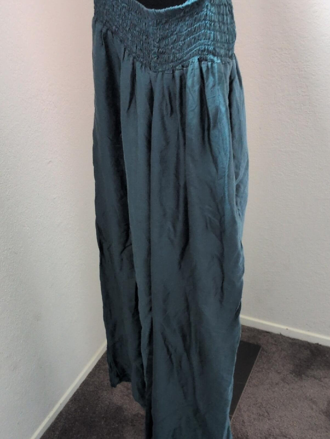 Kantha Bae Silky Emerald Palazzo Wide Leg Pant Osfm