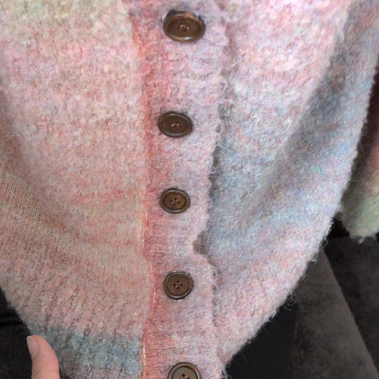 Find Me Now Pastel Oversized Chunky Knit Rainbow Sweater -XS