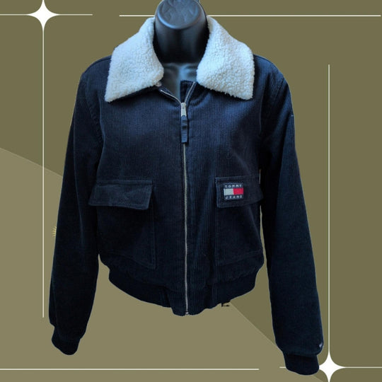 Rare Tommy Jeans Cropped Sherpa And Corduroy Jacket - Medium