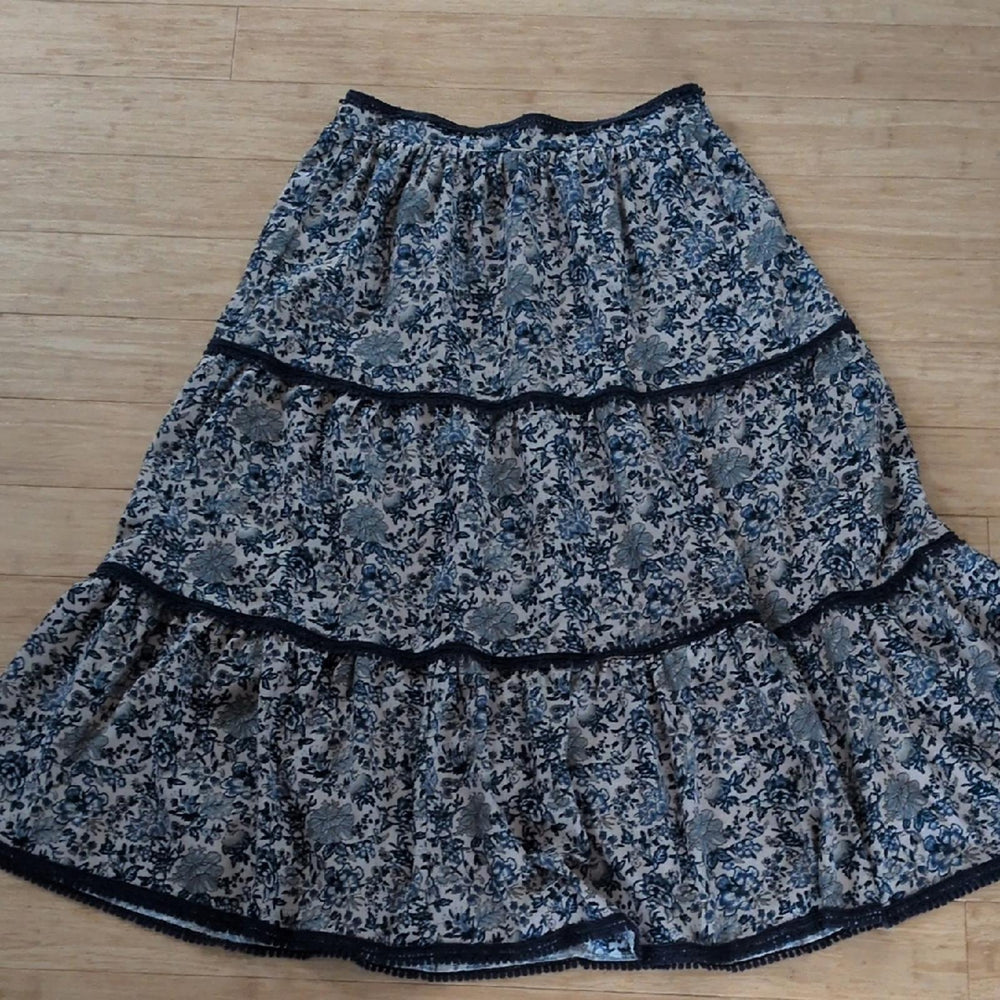 ALLISON New York Floral Corduroy Maxi Skirt  - Large