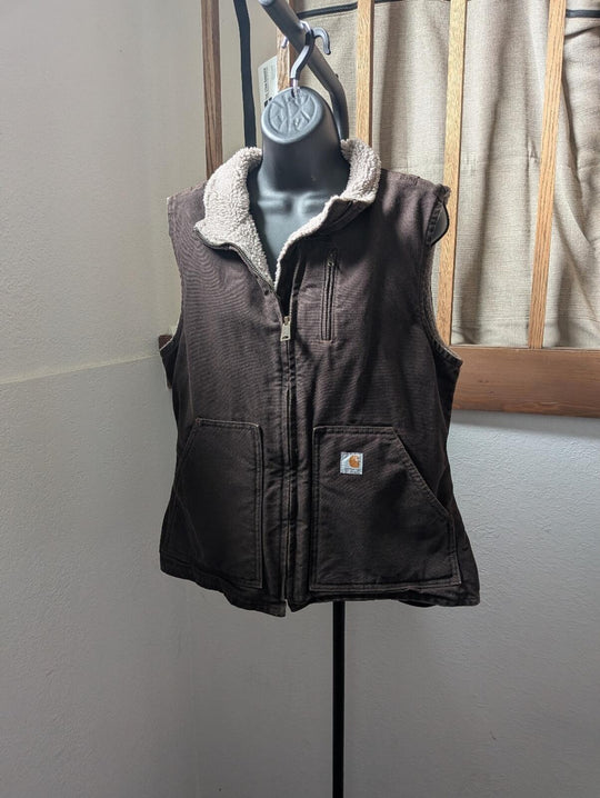 Carhartt Dark Brown Duck Canvas Vest - Medium
