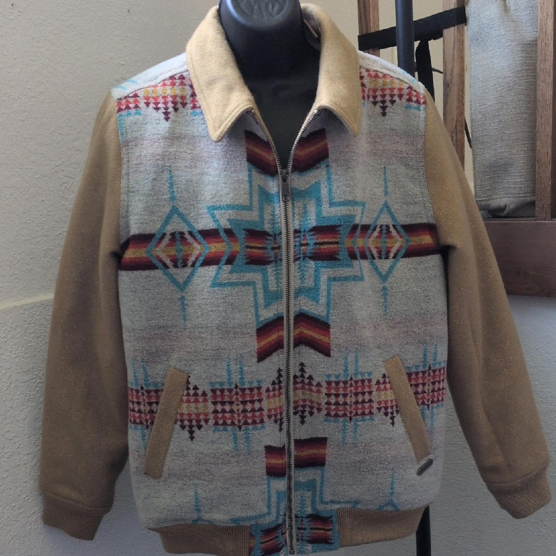 Powder River Ladies Aztec Natural Jacquard Bomber Coat  - Medium