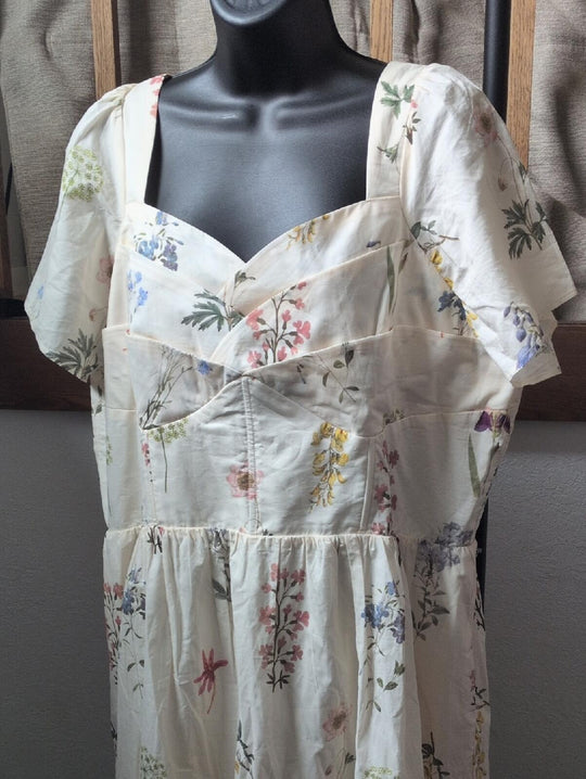Ivy City Co Marie Midi Dress In Creme Floral Size 1X