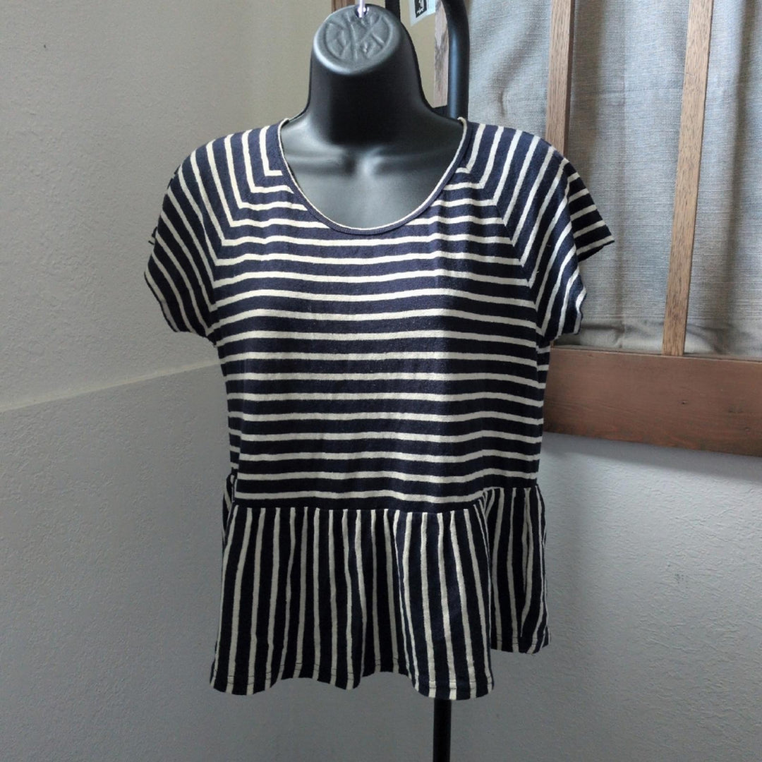 Madewell Striped Swing Panel Peplum Tee - XS