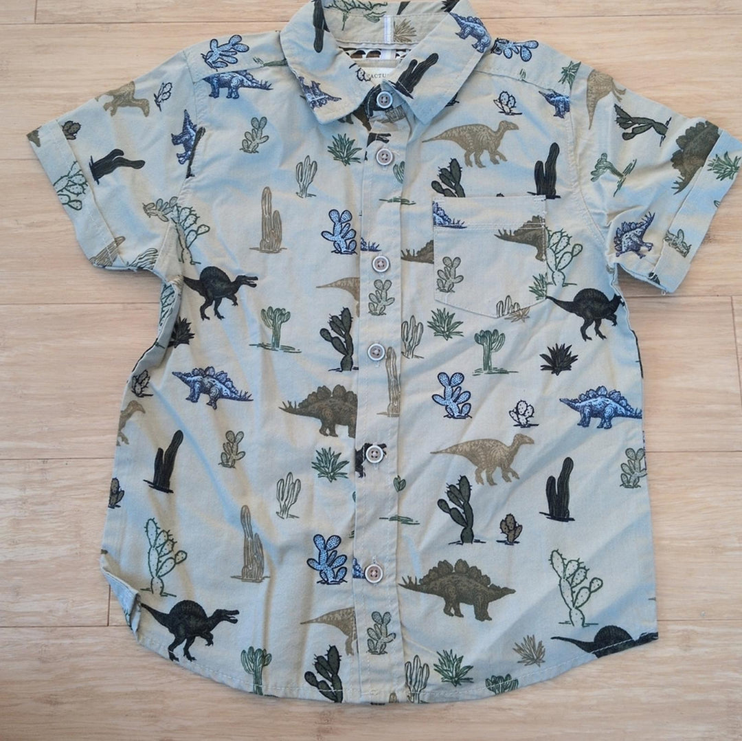 Cactus Boys VROMM Dinosaur Button Down Shirt - 3T
