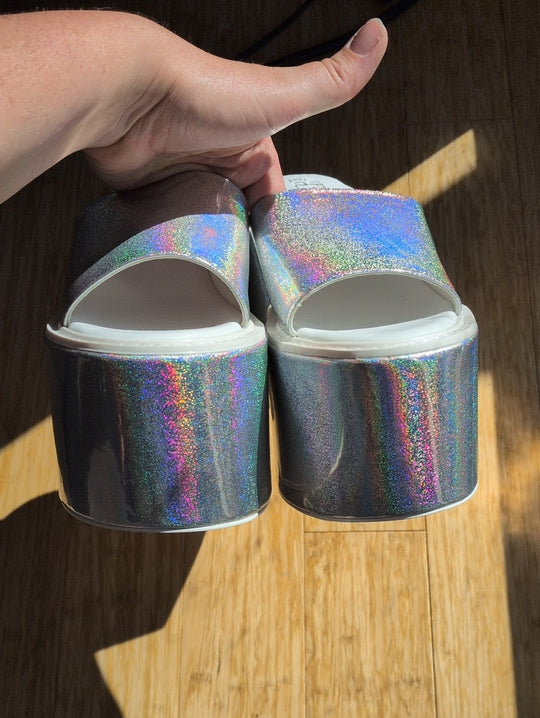 Space Island Holographic Platform Heel Shoes Size 9/40