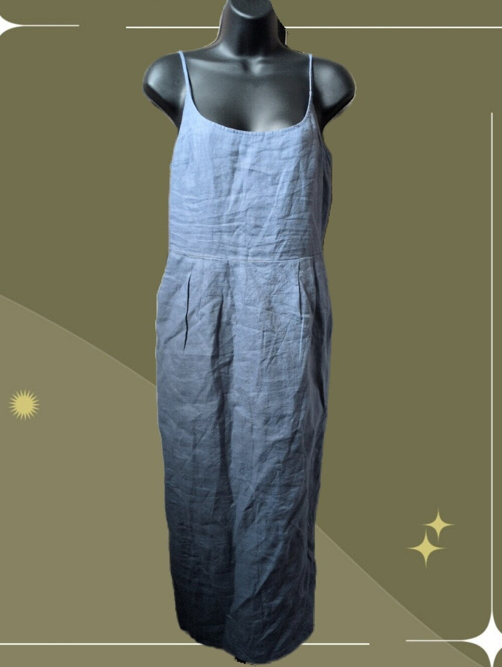 Quince 100% European Linen Scoop Neck Midi Dress In Moonstone Blue - Small