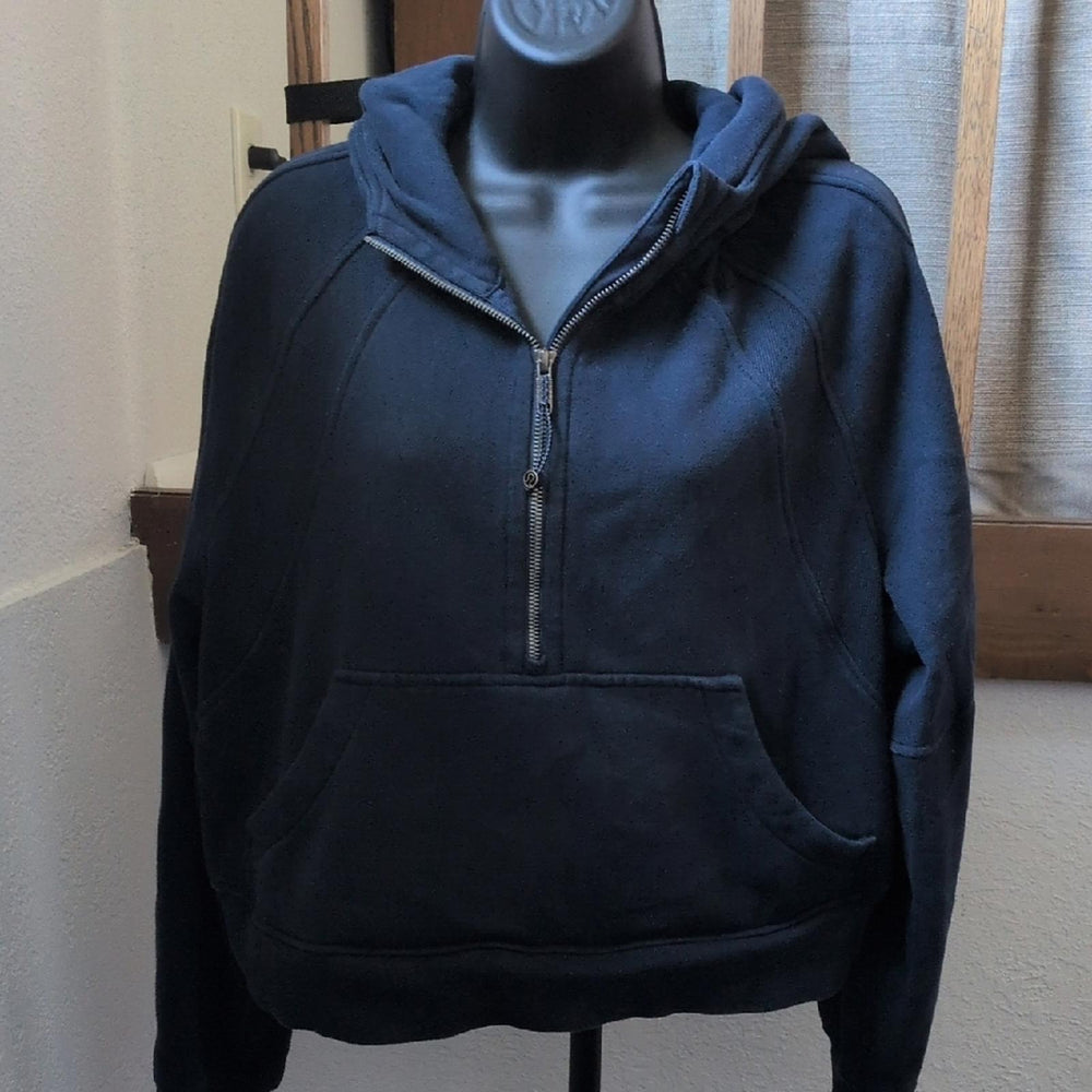 Lululemon Oversized Cropped Scuba Half Zip In Navy -M/L
