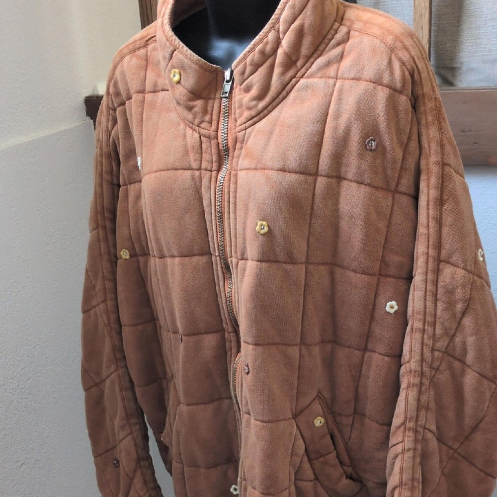 Free People Dolman Knit Jacket With Embroidered Flowers - L/ XL