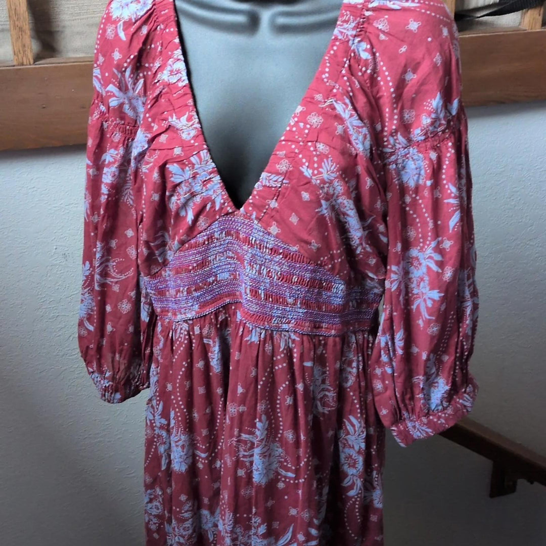 Free People Golden Hour Wine Combo Maxi Dress - Medium