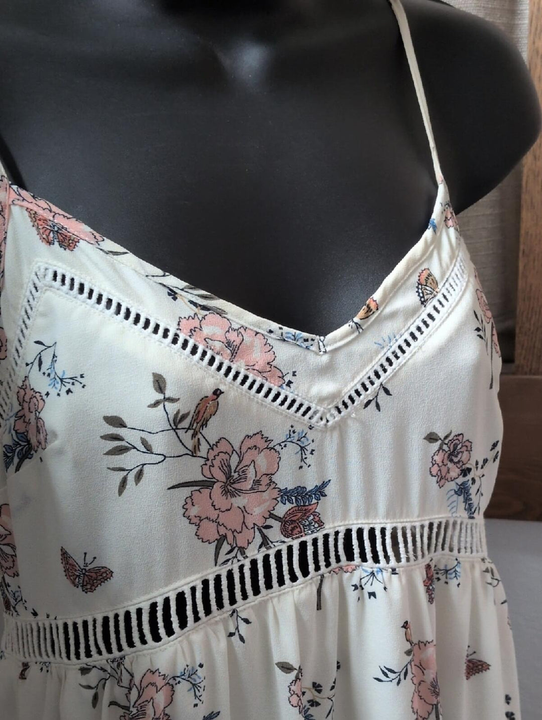 Abercrombie And Fitch Creme Bird And Butterfly Floral Maxi Dress - XSP