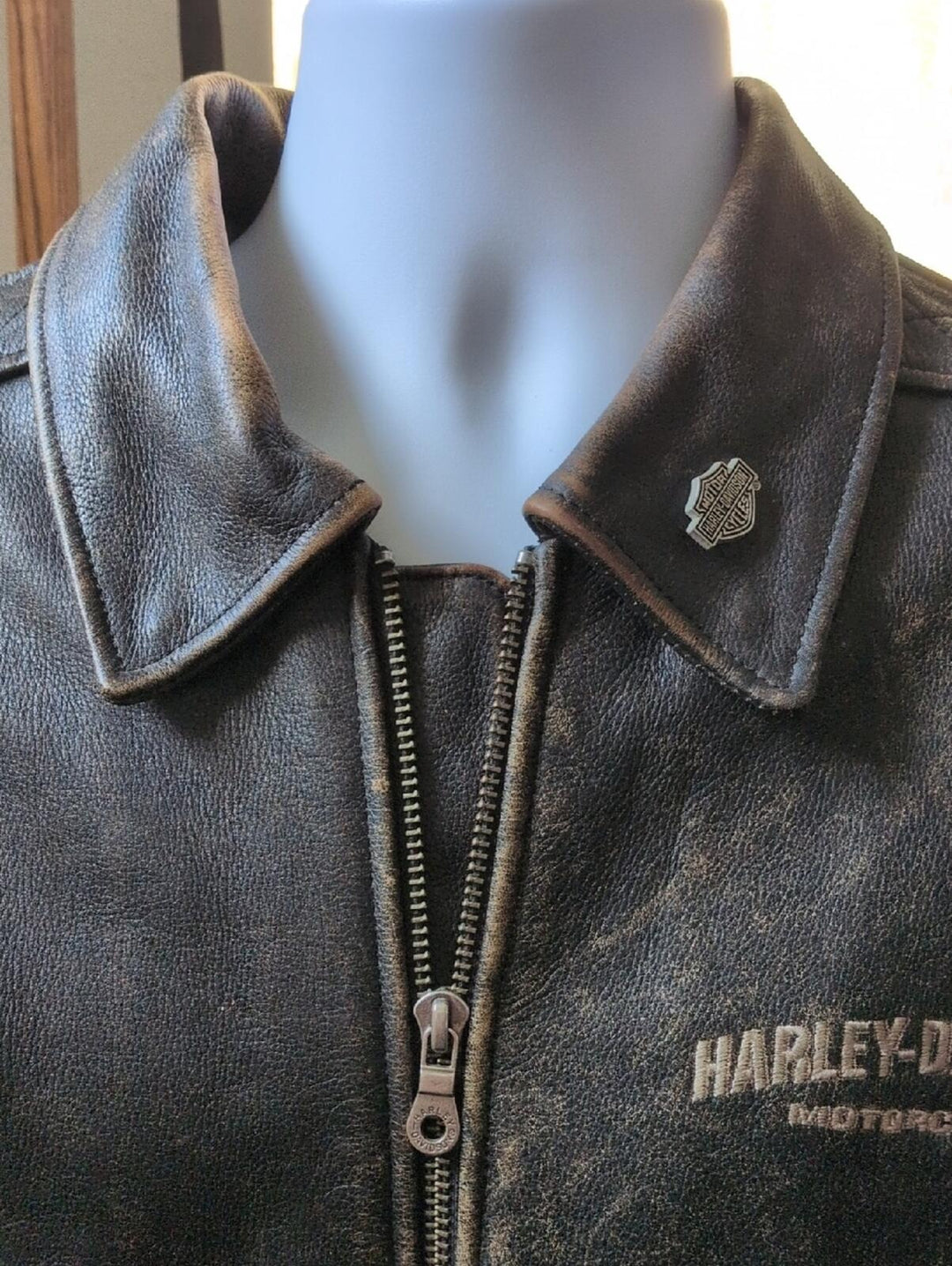Harley Davidson 2004 Brown Leather Motorcycle Jacket - Medium