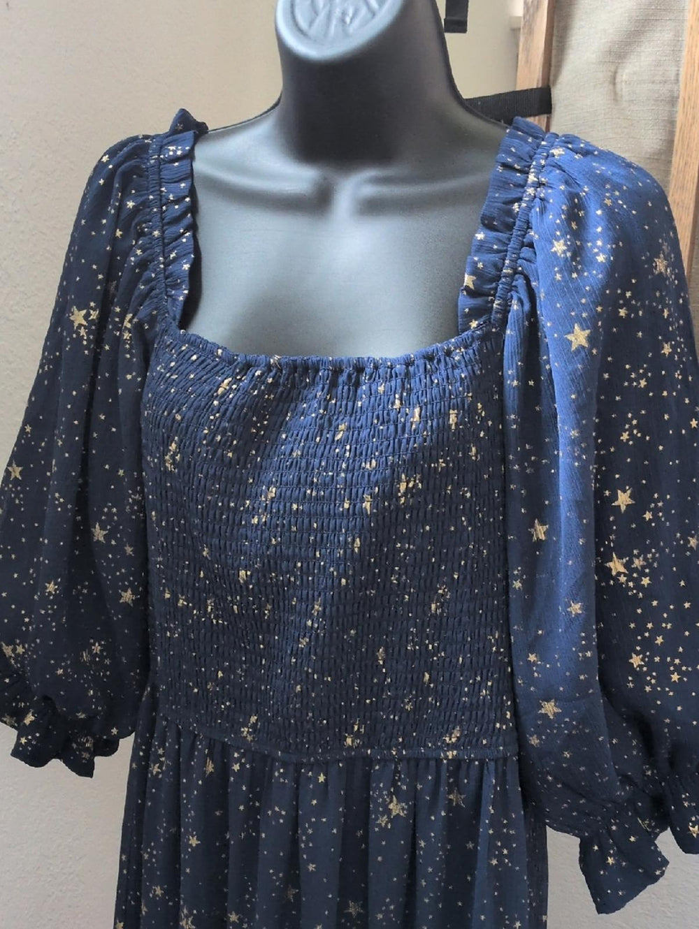 Ivy City Co Starry Nights Dress In Blue And Gold  - Large