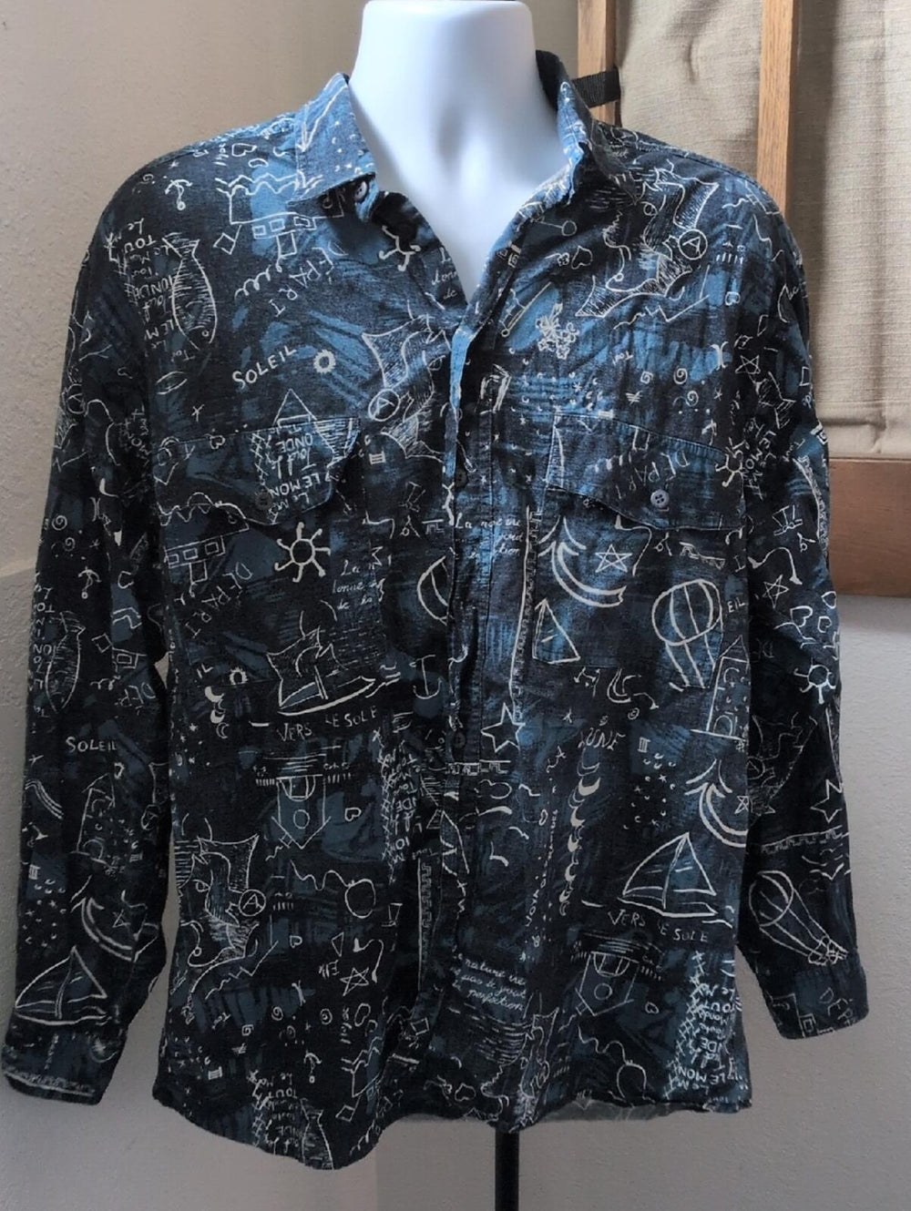 Paco Calvari Vintage Space And Sea Doodles Shirt - 43/44 (XL)