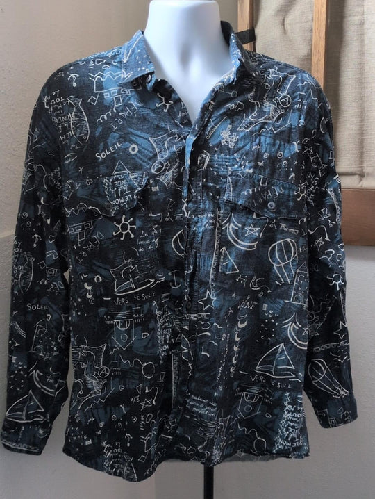Paco Calvari Vintage Space And Sea Doodles Shirt - 43/44 (XL)