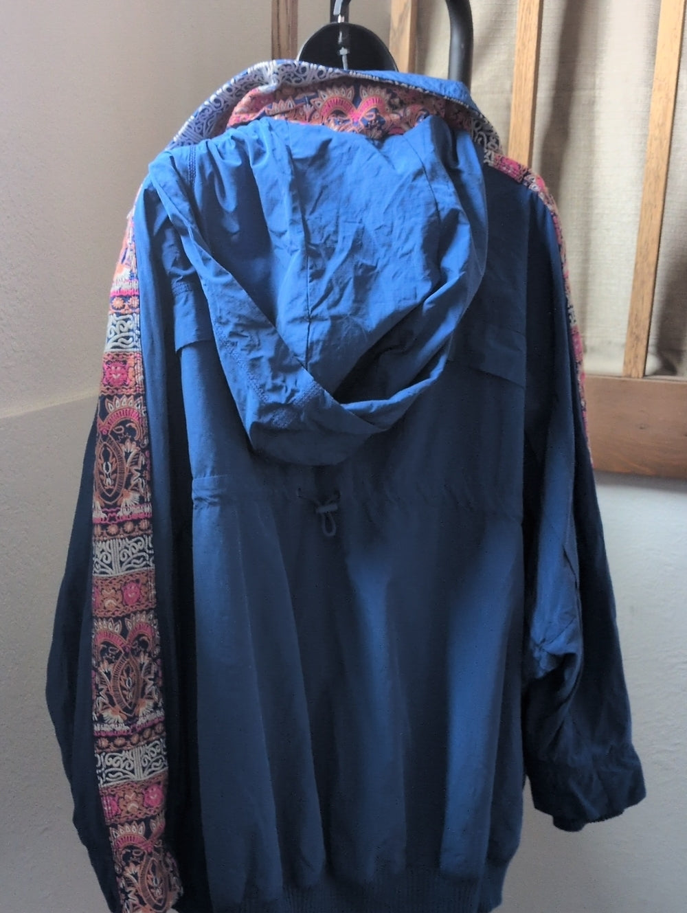 Free People Movement She Fly Blue Embroidered Oversized Windbreaker - Small
