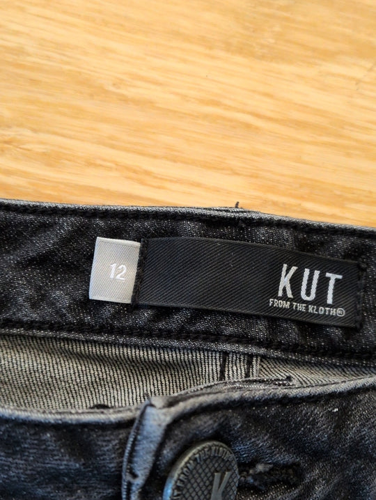 Kut From The Kloth Rachael Fab AF Mom High Rise Jeans In Washed Black  - 12