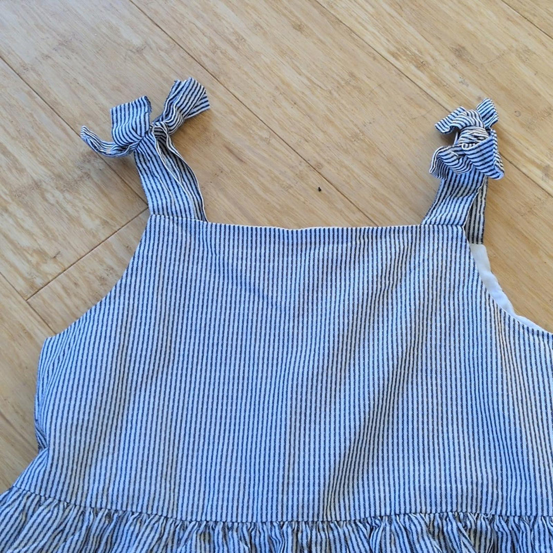 Edgehill Collection Navy Pinstripe Girls Cotton Dress - 6X