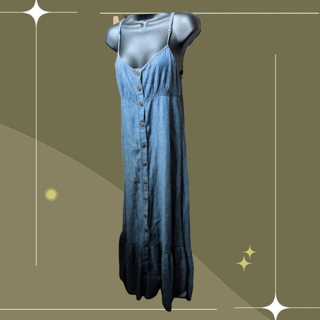 Free People Cutout Back Chambray Maxi Dress - Small