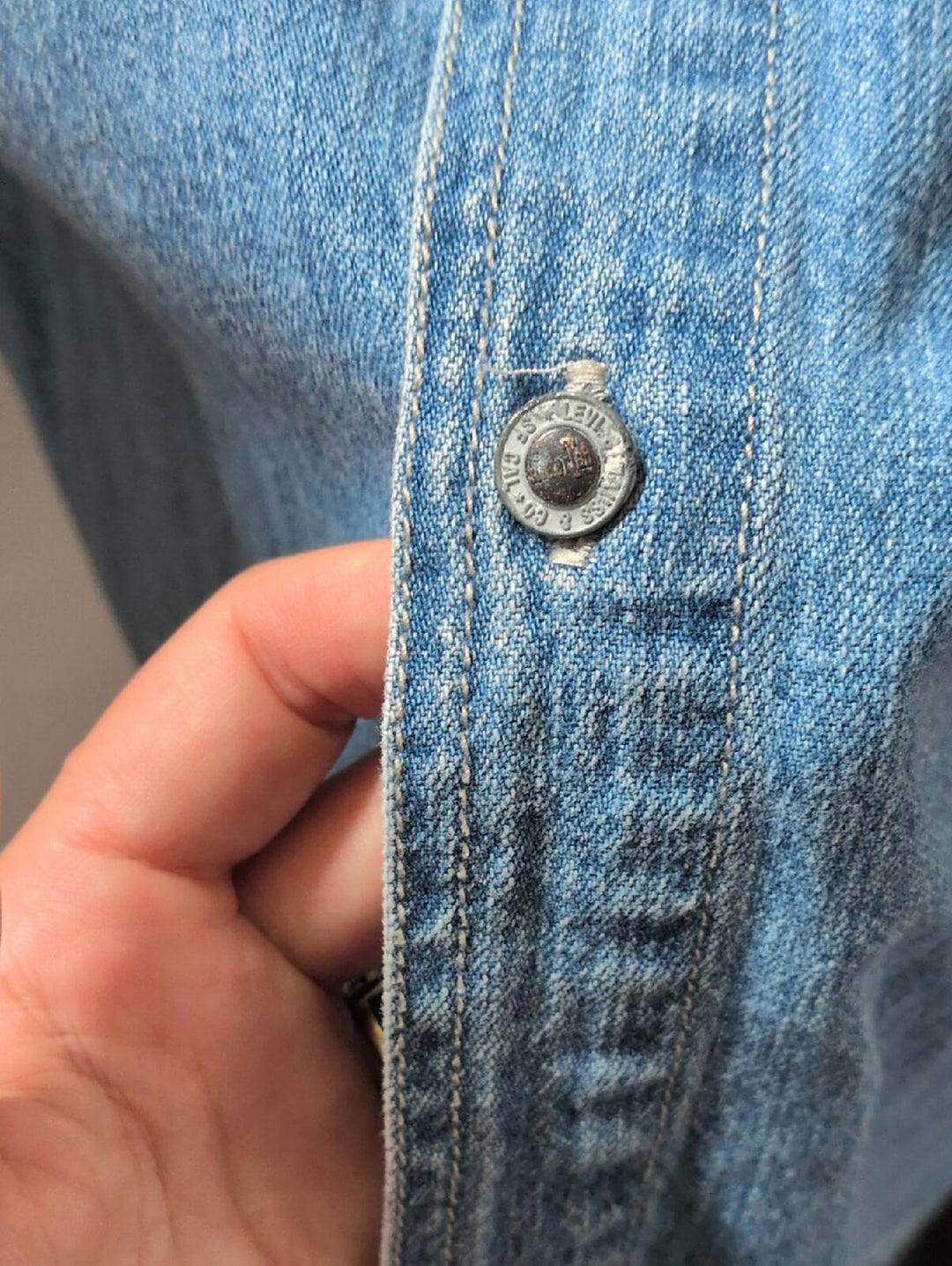 Vintage Mens Long Sleeve Silvertab Denim Button Down Shirt - L