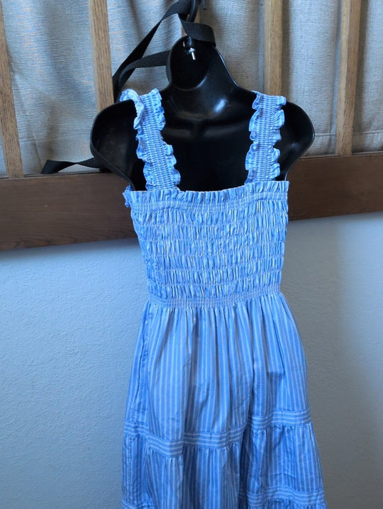 The Kimmy Maxi Nap Dress in Blue Stripe by Hill House Home size m
