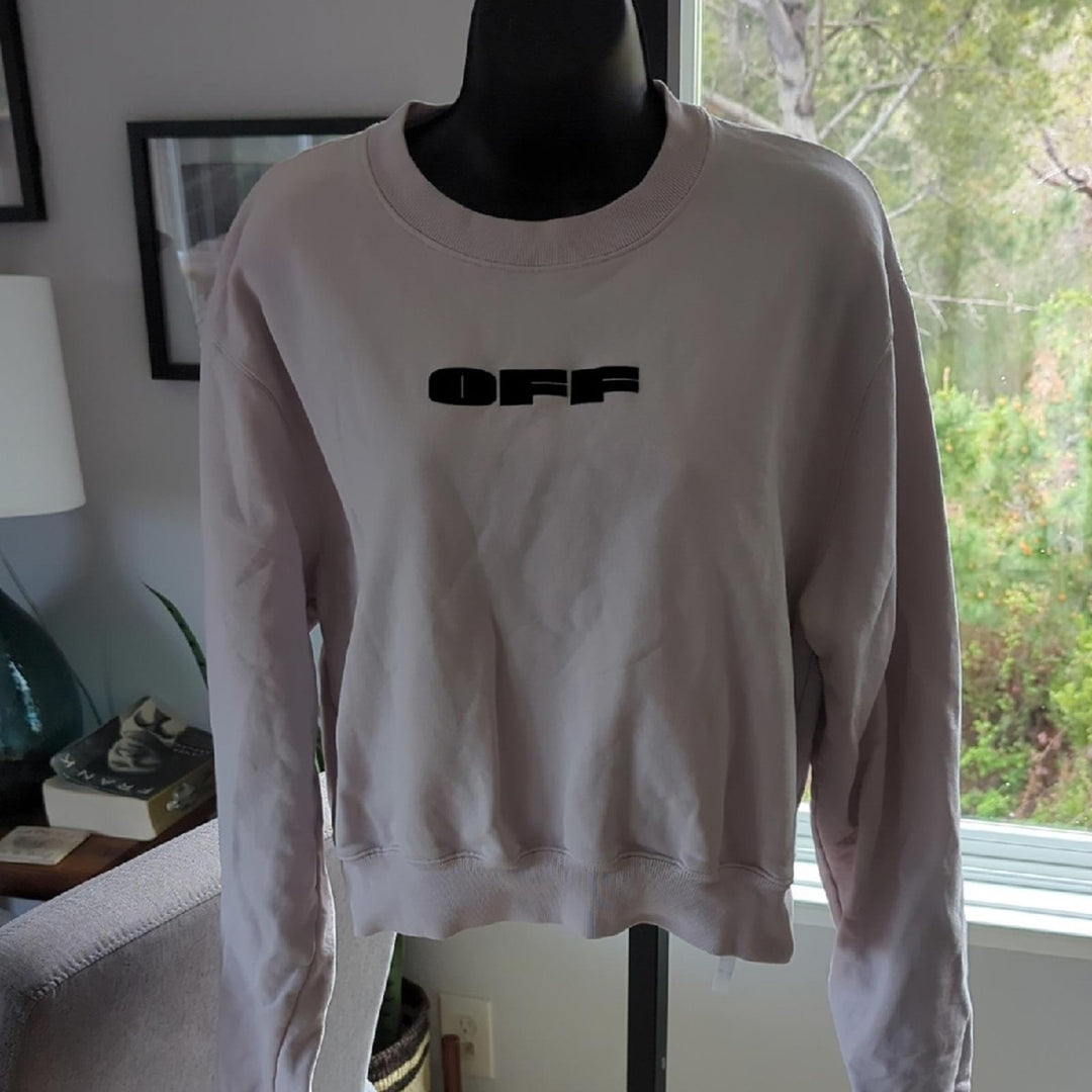 Off white cropped crew sweater