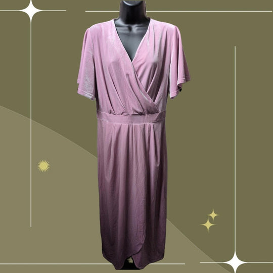 Jessakae Velvet Mauve Tulip Hem Midi Dress - Medium