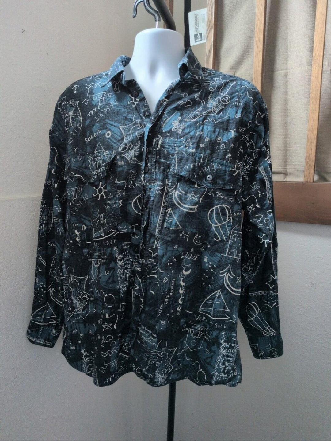 Paco Calvari Vintage Space And Sea Doodles Shirt - 43/44 (XL)