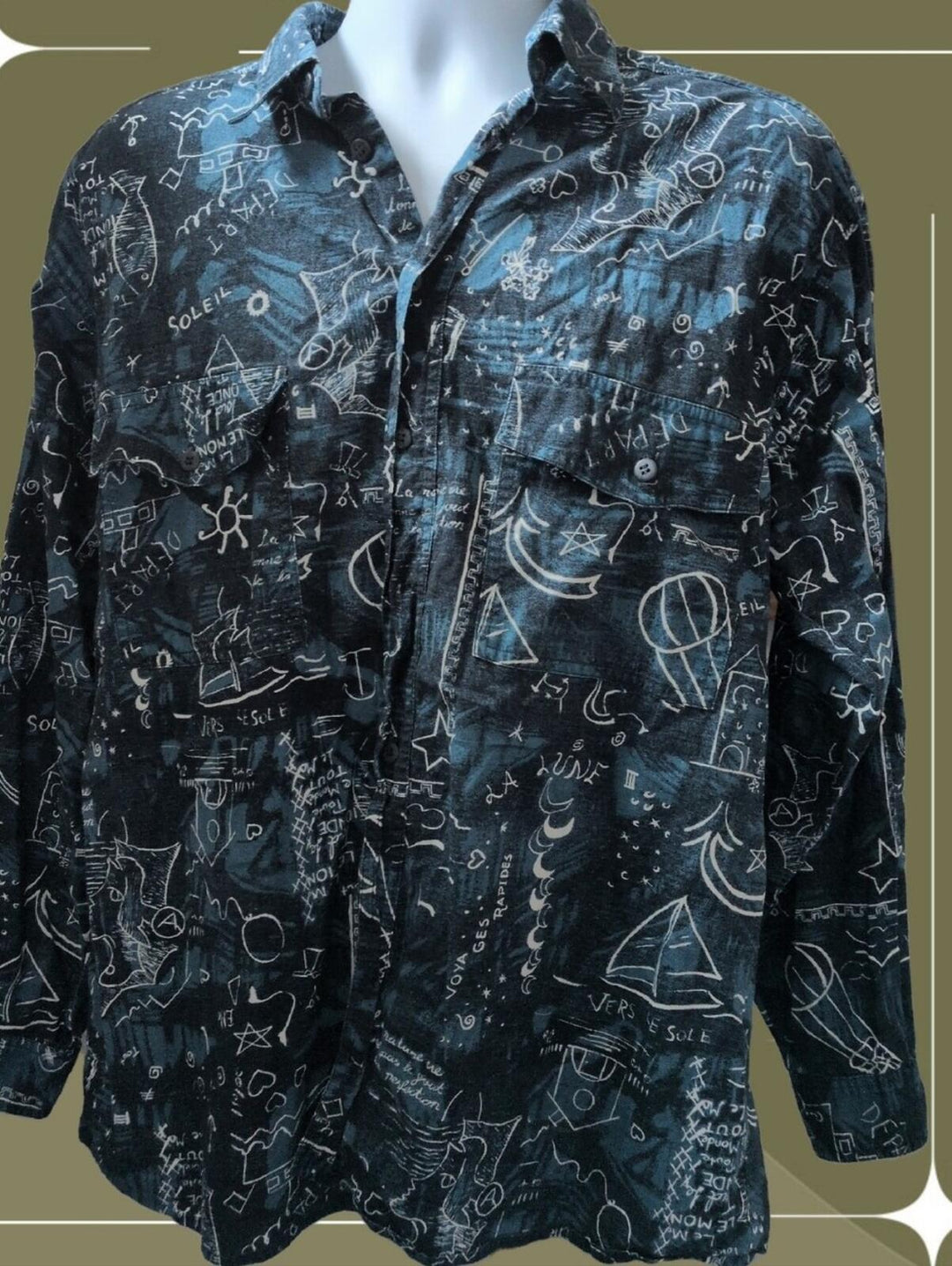 Paco Calvari Vintage Space And Sea Doodles Shirt - 43/44 (XL)