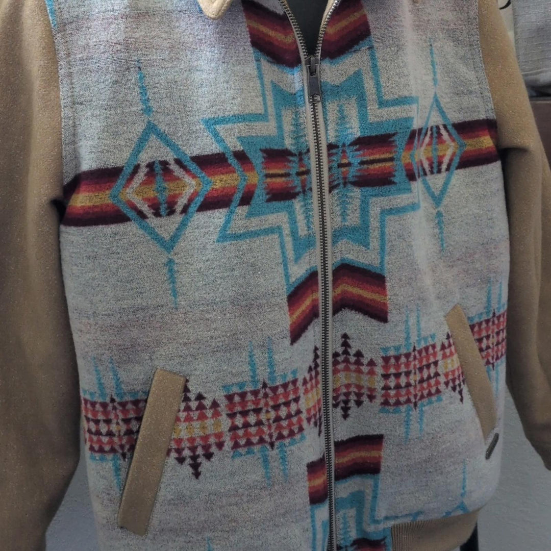 Powder River Ladies Aztec Natural Jacquard Bomber Coat  - Medium