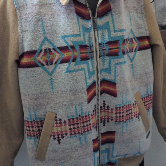 Powder River Ladies Aztec Natural Jacquard Bomber Coat  - Medium
