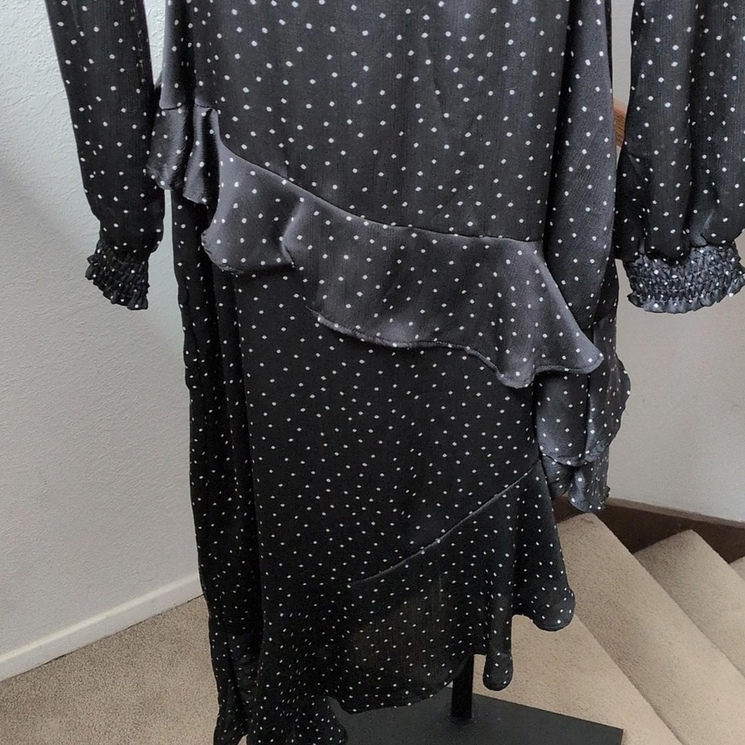 Isalis Cut Out Asymmetrical Midi Dress In Black Polka dot