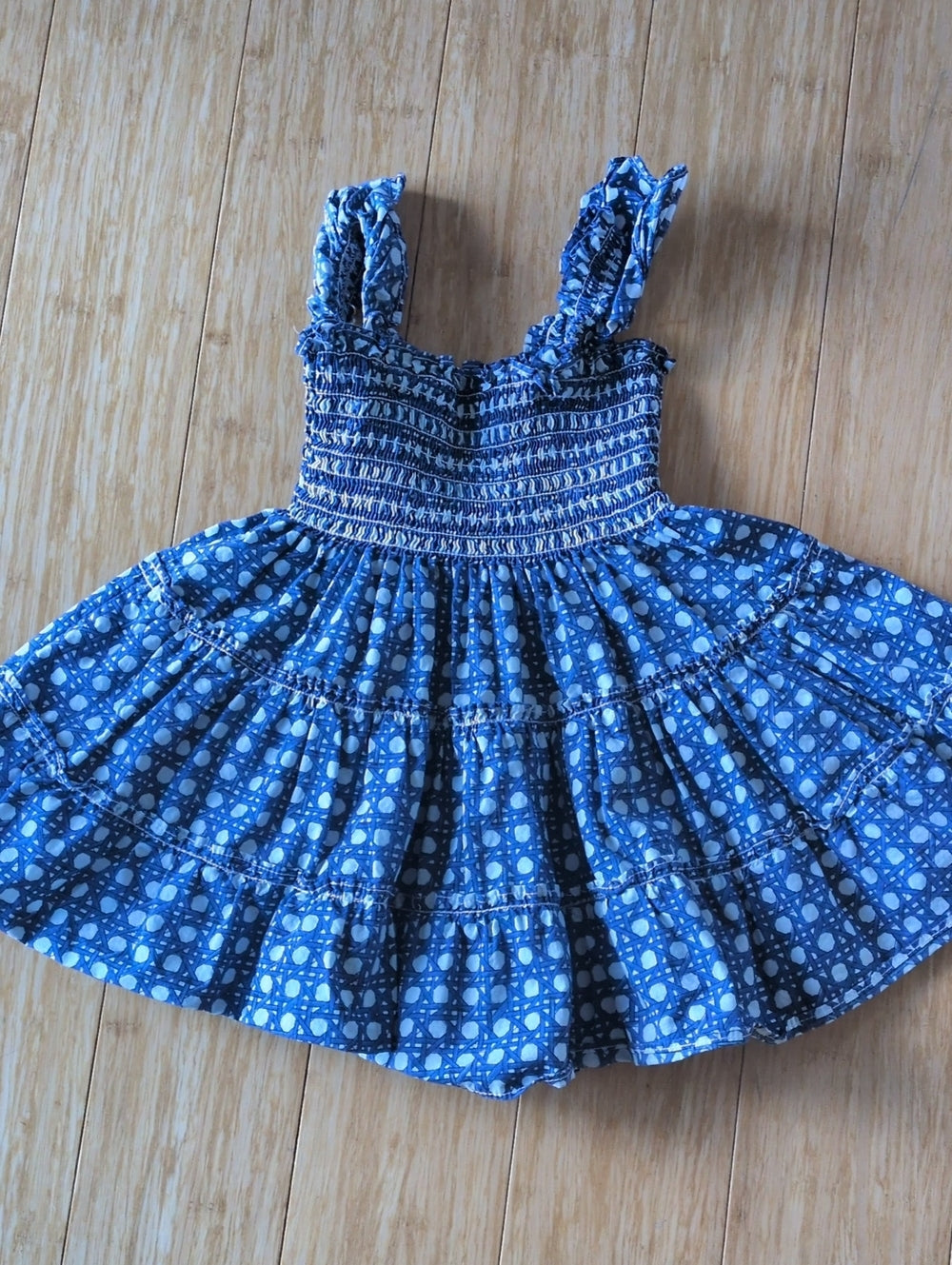 Hill House Tiny Ellie Nap Dress In Blue Trellis - 18-24