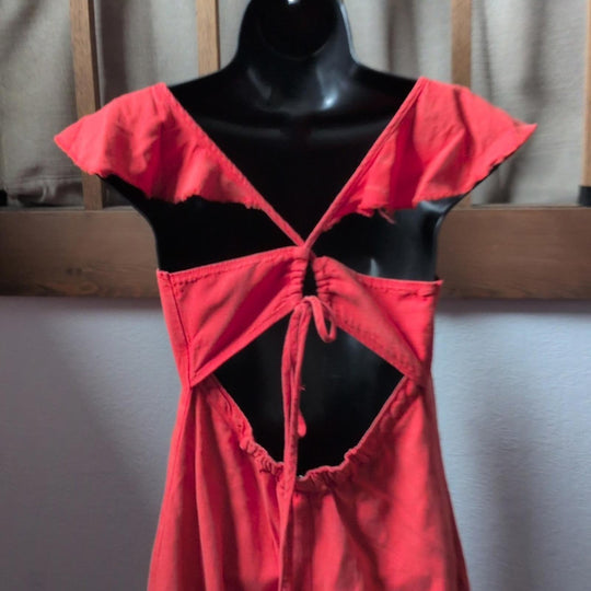 Pilcro Flutter Sleeve Midi Dress In Cayenne Red Size XS