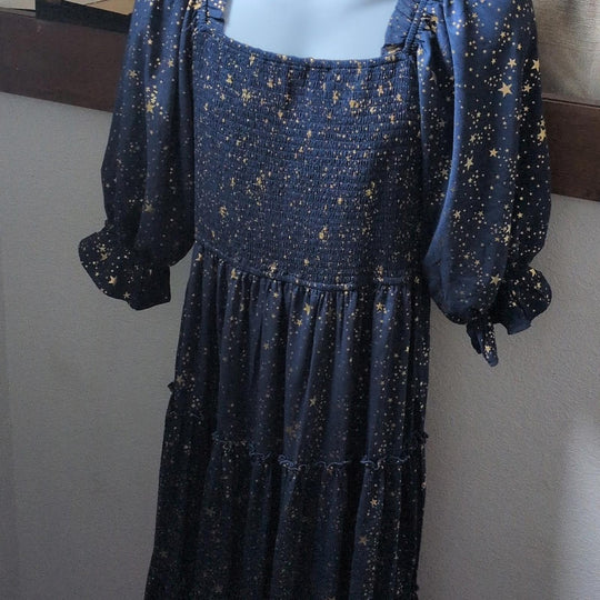 Ivy City Co Starry Nights Dress In Dark Blue And Gold - XL