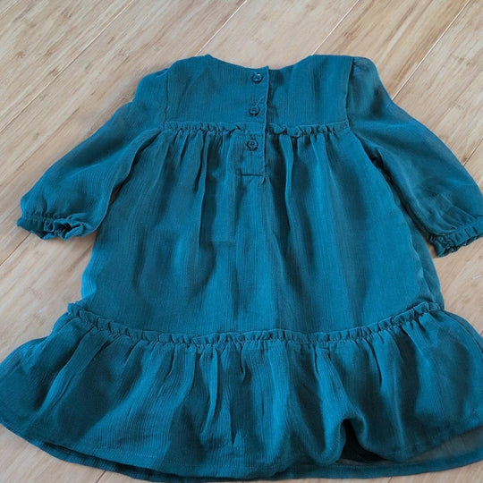 Carter's Just One You Girls Green Long Sleeve Dress. - 9 - 12 Months