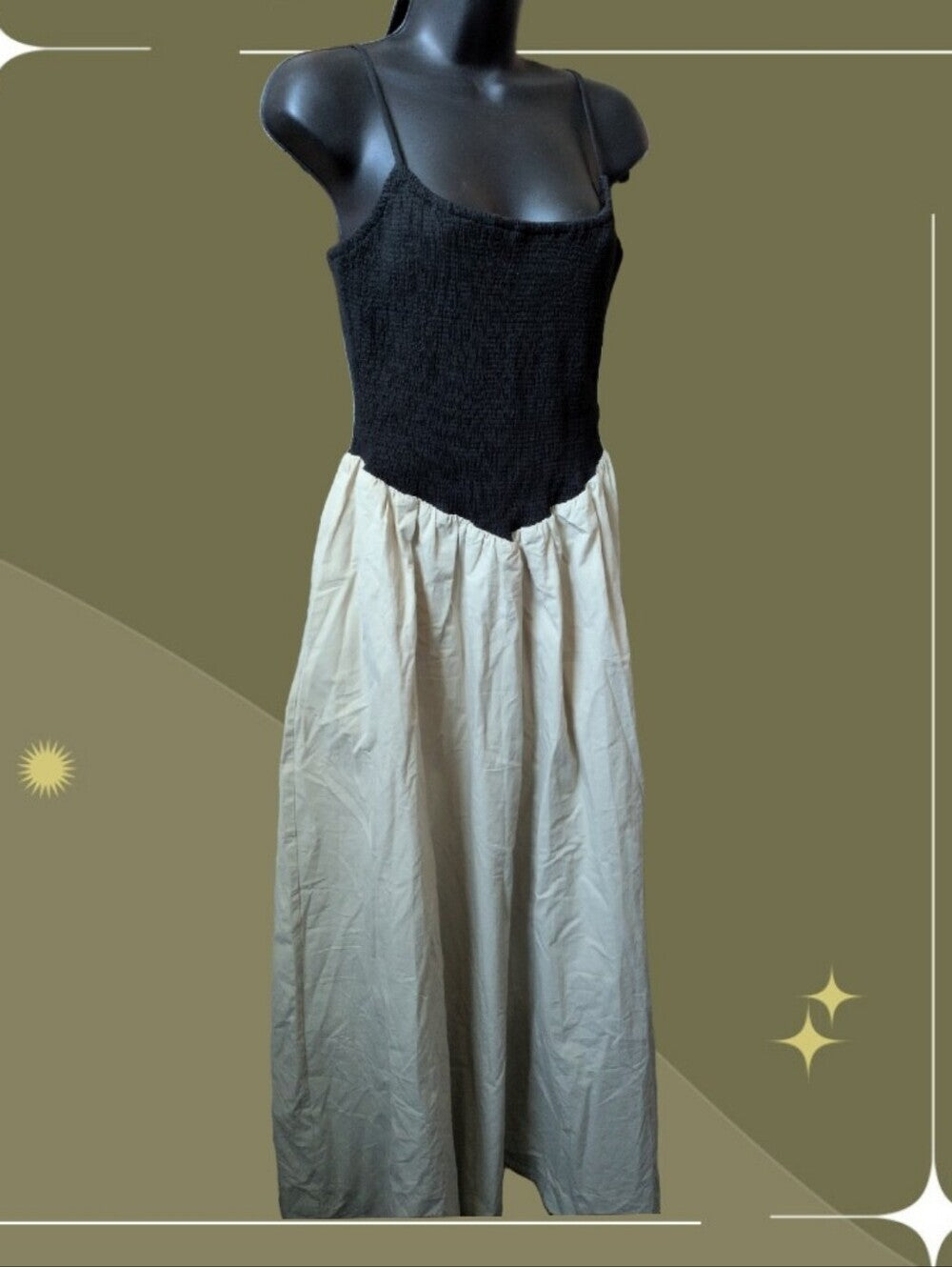 Dissh Milano Black/Stone Midi Dress Size Us 6