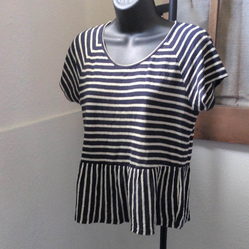 Madewell Striped Swing Panel Peplum Tee - XS