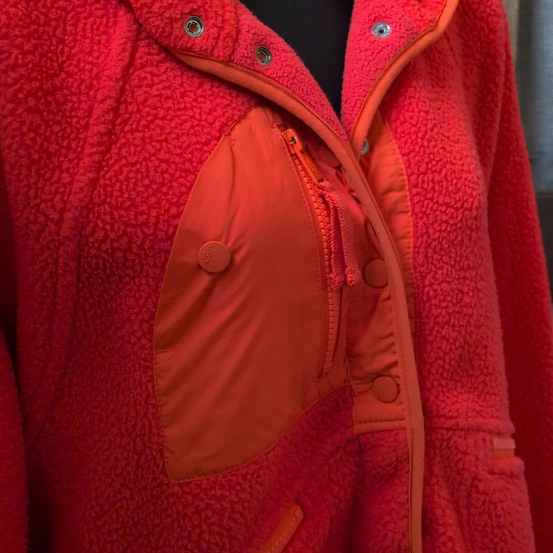 Fp Movement Hit The Slopes Oversized Jacket In Neon Coral - Small