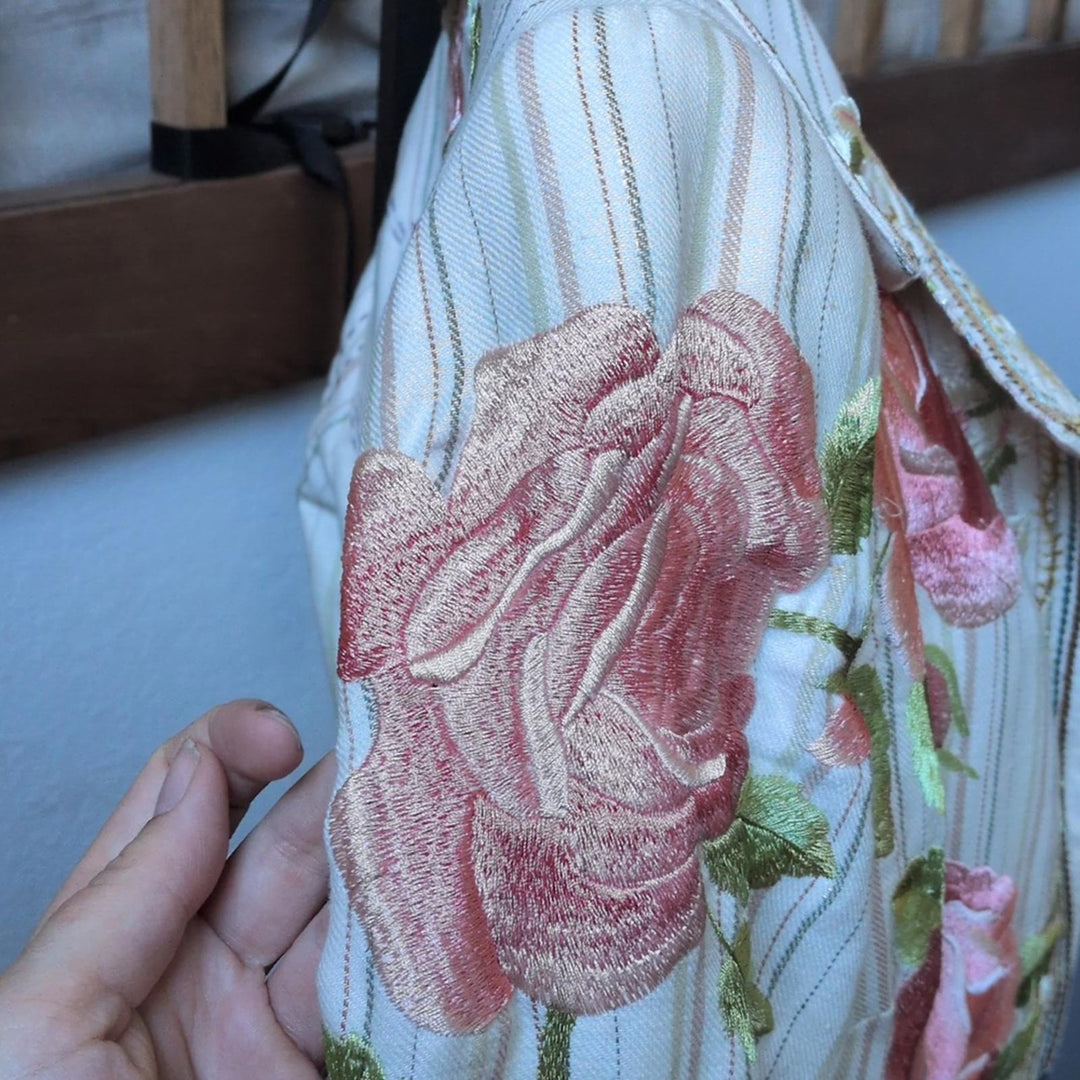 Biya Johnny Was Pink Embroidered Rose Coat - Small